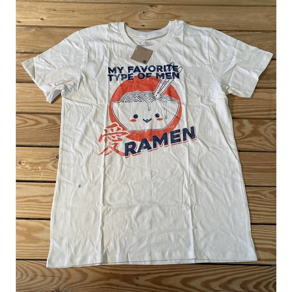 NWT Fuego Favorite Type of Men Ramen T Shirt Size XL Women’s Cream MSRP $24.99